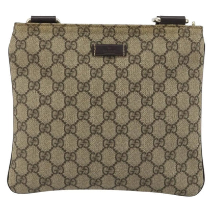 Gucci Zip Top Messenger GG Canvas with Leather, Beige, Canvas, Shoulder Bag