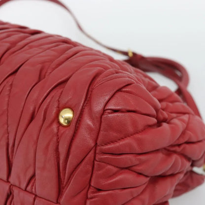 Miu Miu Matelassé Nappa Leather Top Handle Bag Leather, Red, Leather, Shoulder Bag