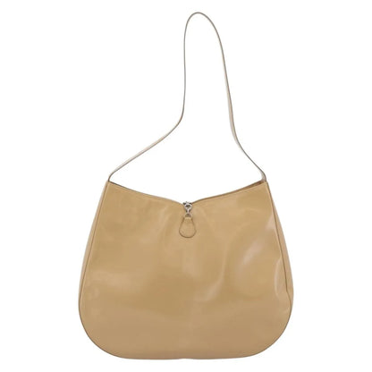 Salvatore Ferragamo Gancini Patent Leather, Beige, Patent Leather, Shoulder Bag