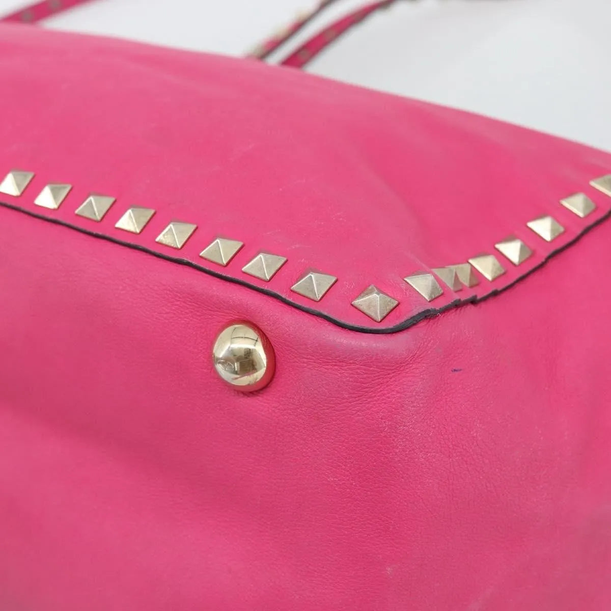 Valentino Garavani Rockstud Tote Textured Leather, Pink, Leather, Tote Bag