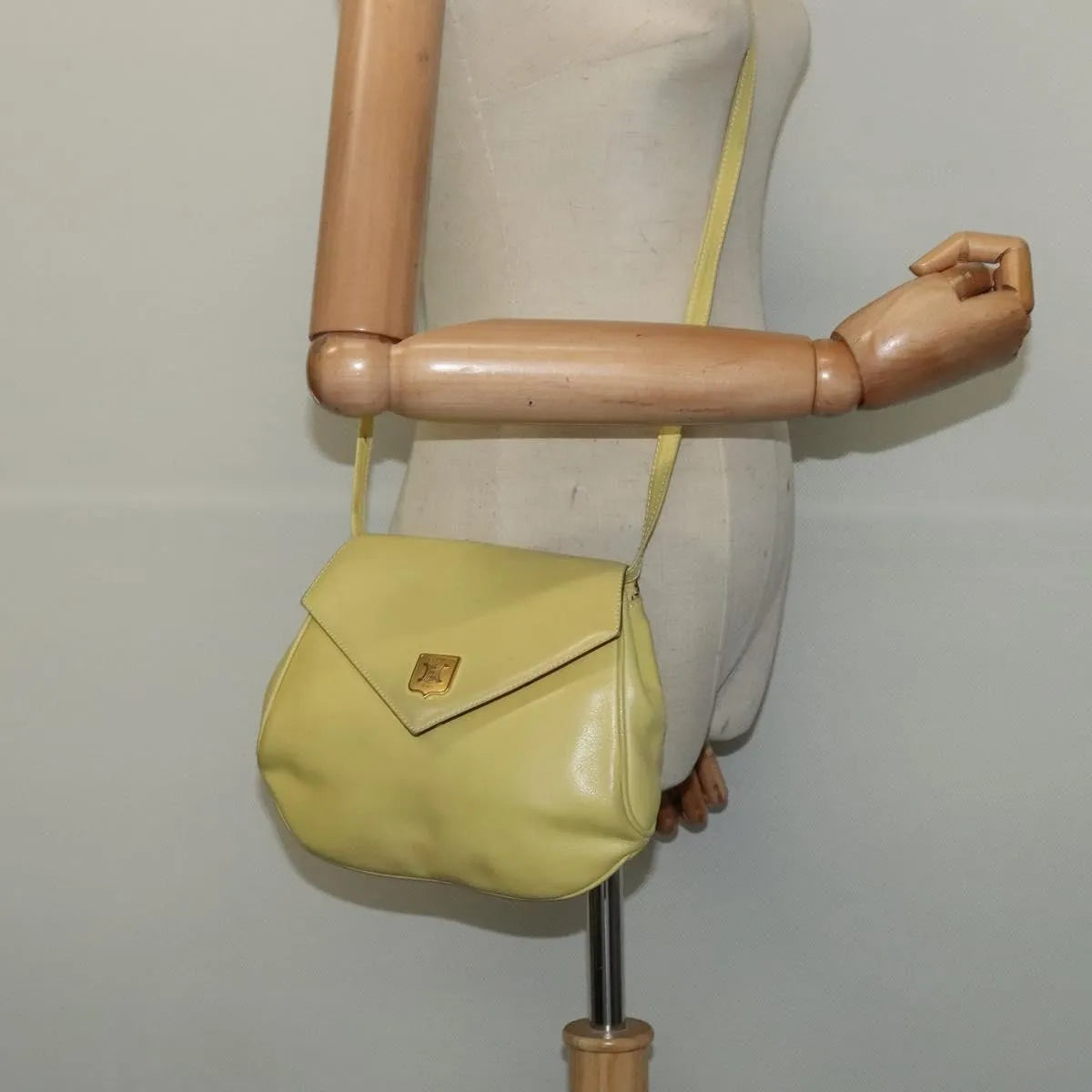 Celine Vintage Leather, Yellow, Leather, Shoulder Bag
