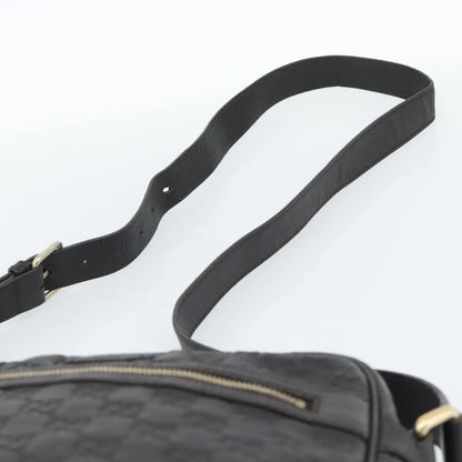 Gucci Front Zip Messenger Guccissima Leather, Black, Leather, Shoulder Bag
