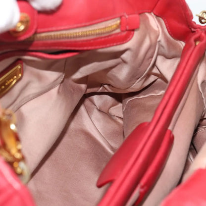 Miu Miu Matelassé Nappa Leather Top Handle Bag Leather, Red, Leather, Shoulder Bag