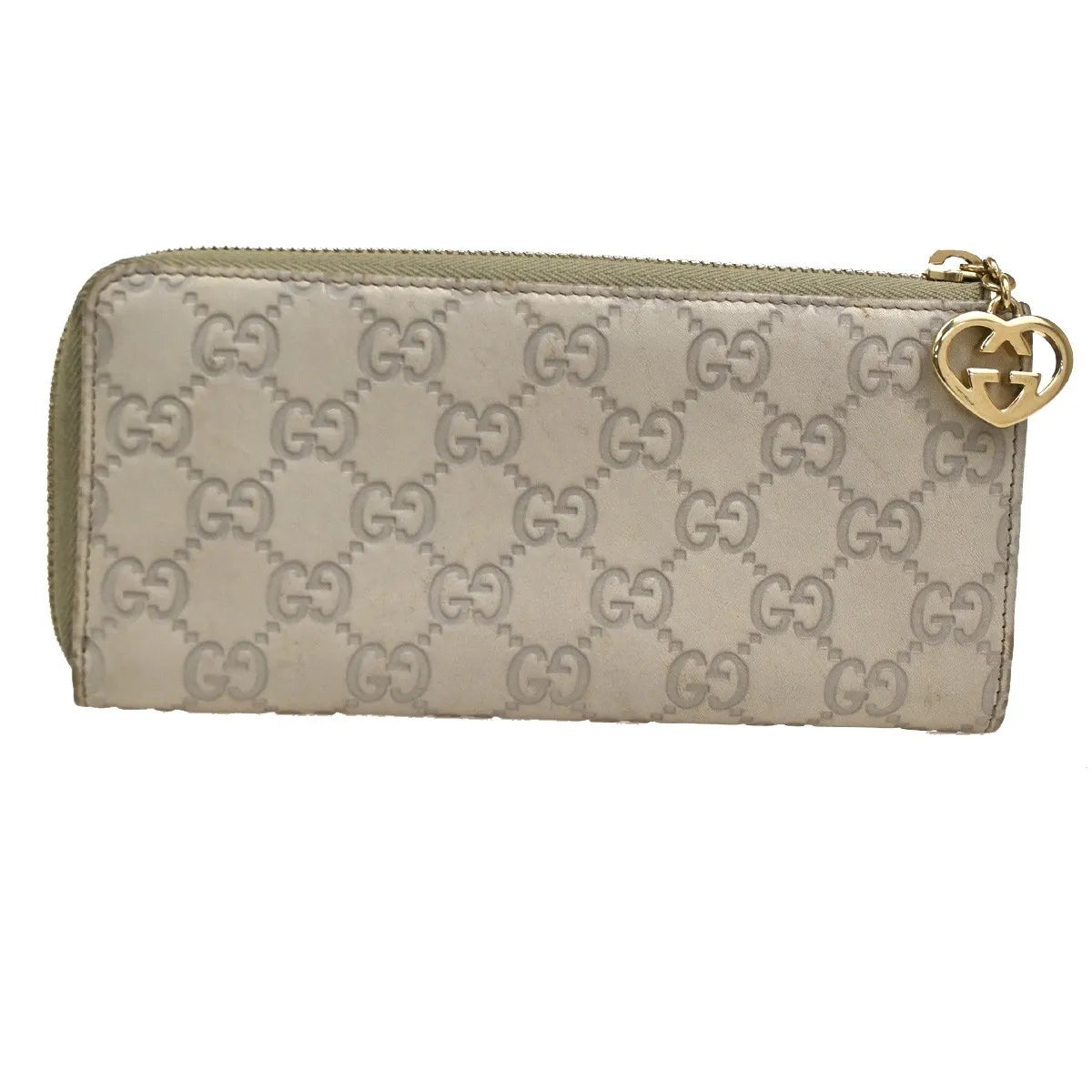 Gucci Interlocking G Zip Around Wallet (Outlet) Leather, Beige, Leather, Wallet