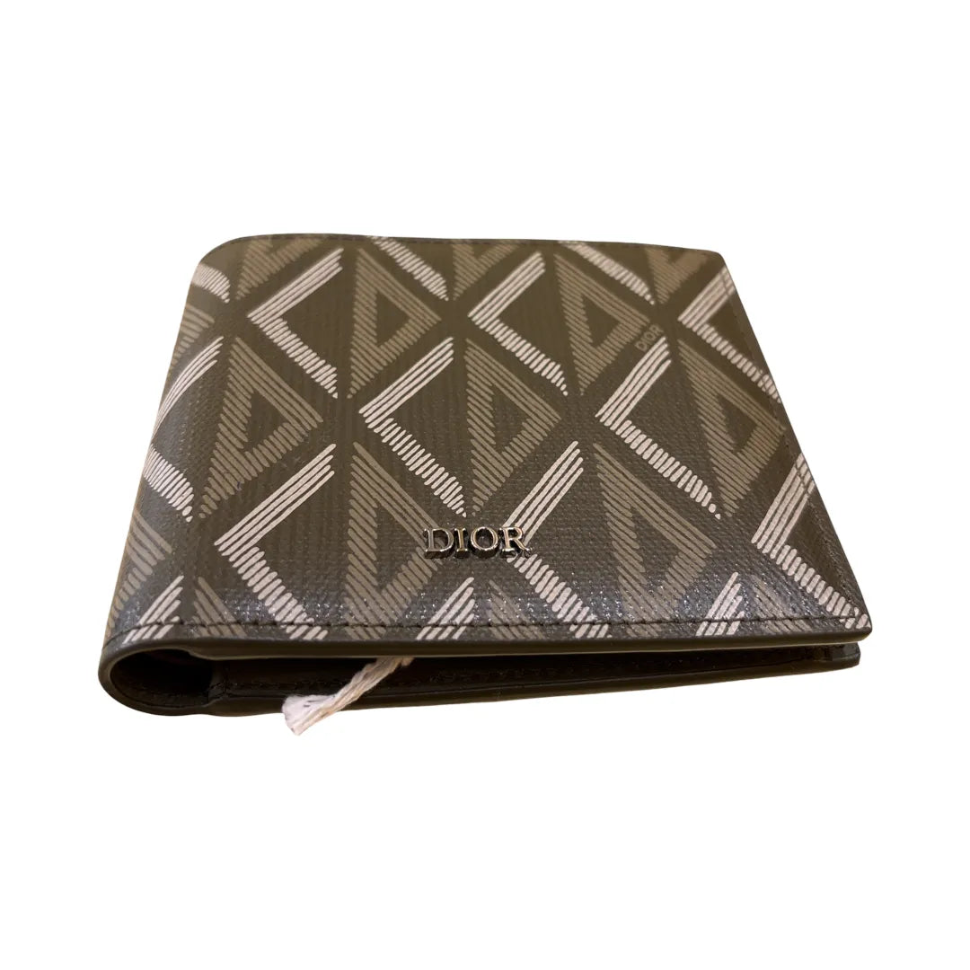 Christian Dior Bifold Printed Leather, Gray, Leather, Wallet
