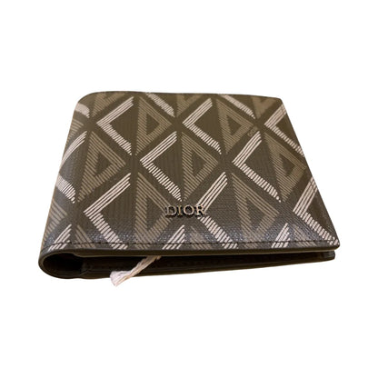 Christian Dior Bifold Printed Leather, Gray, Leather, Wallet
