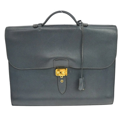 Hermes Sac a Depeches Courchevel, Navy, Leather, Handbag
