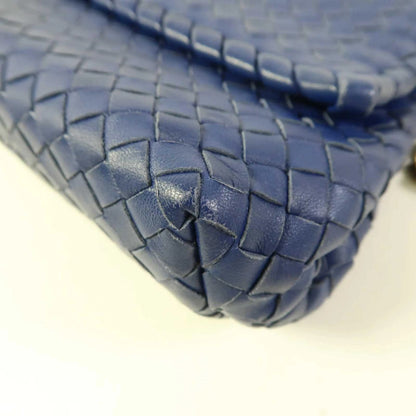 Bottega Veneta Olimpia Intrecciato Microstuds Lambskin, Blue, Leather, Handbag