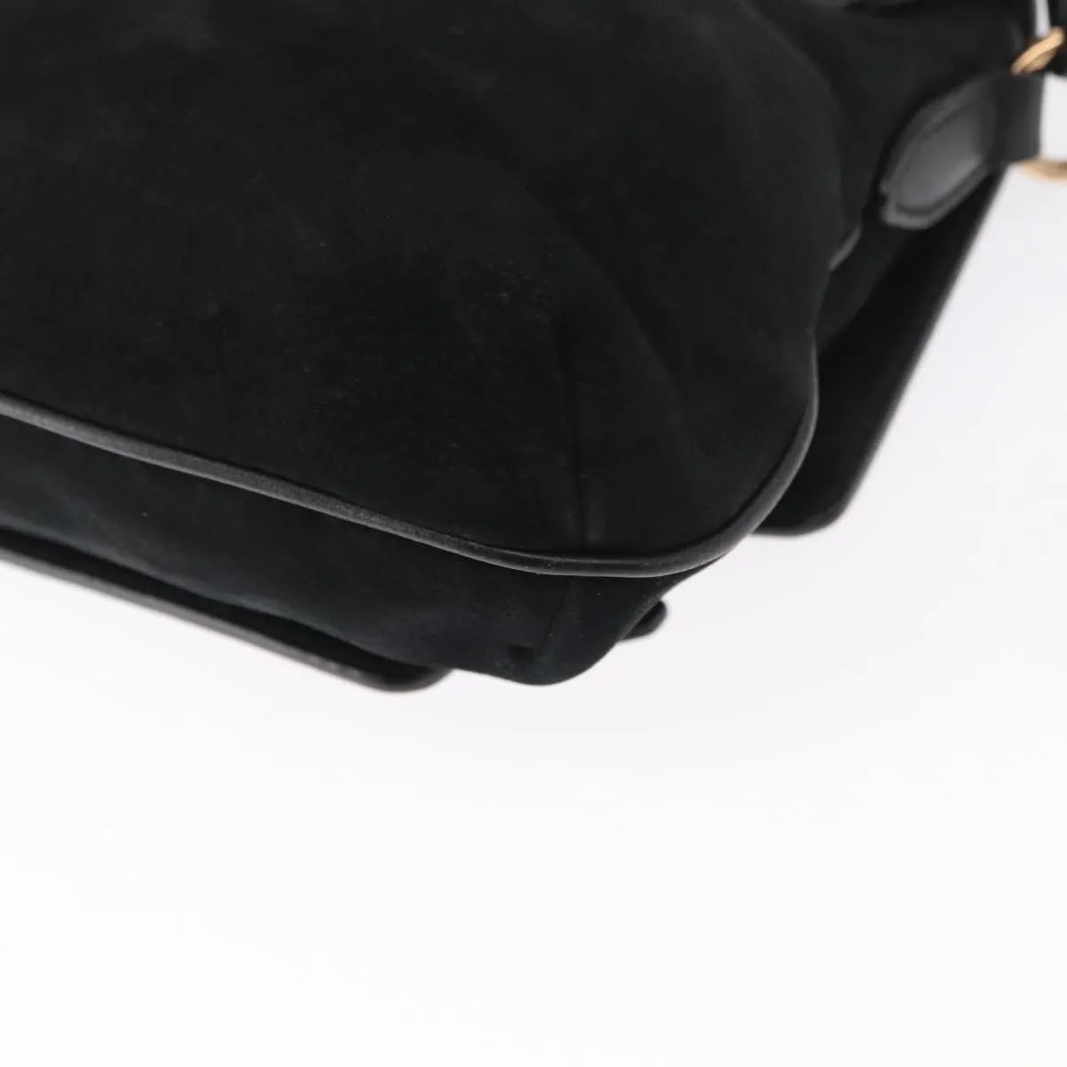 Salvatore Ferragamo Gancini Suede, Black, Suede, Shoulder Bag
