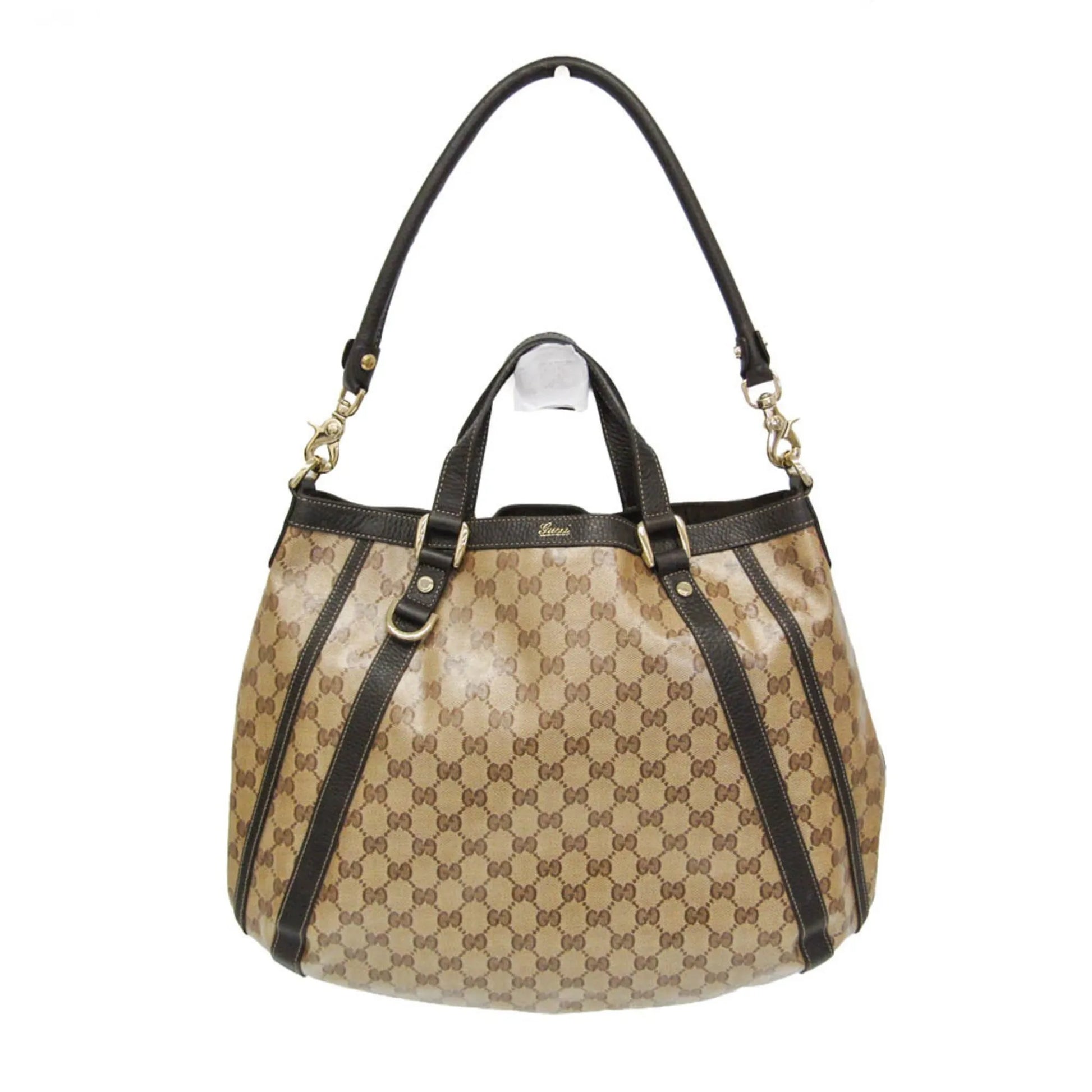 Gucci Abbey D-ring convertible Monogram GG crystal, Beige, Leather, Handbag