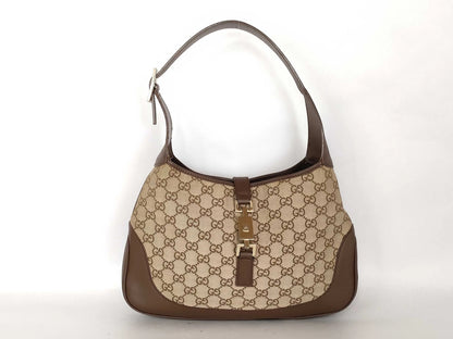 Gucci Jackie O GG Canvas with Leather, Beige, Canvas, Shoulder Bag