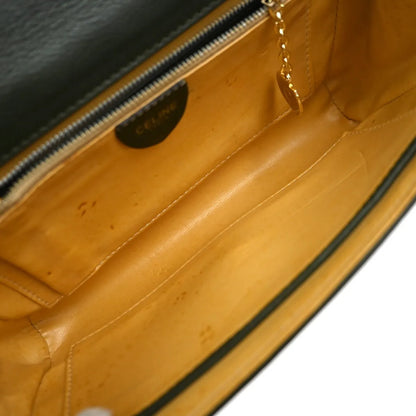 Celine Vintage Leather, Green, Leather, Shoulder Bag