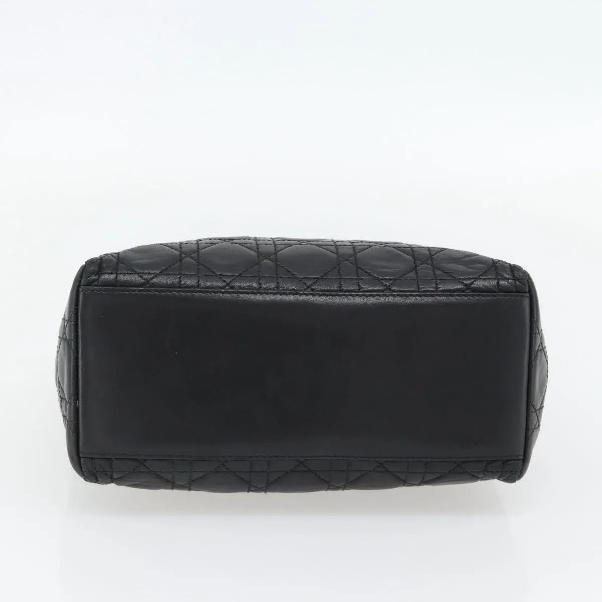 Christian Dior Vintage Lady Dior Cannage Quilt Lambskin, Black, Leather, Handbag