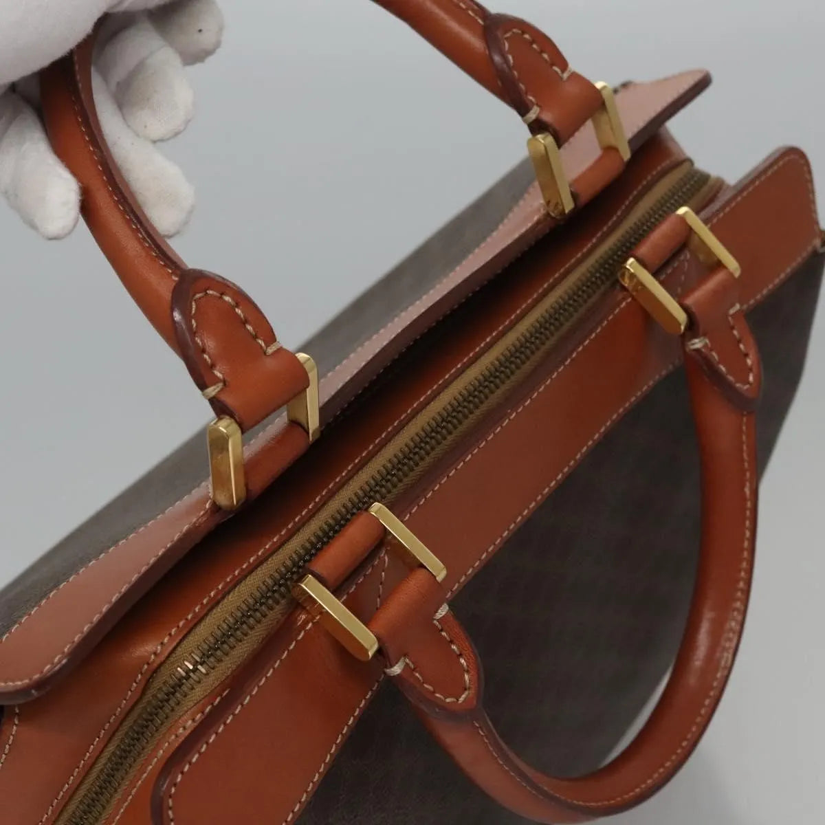 Celine Handbag Canvas, Brown, Canvas, Handbag