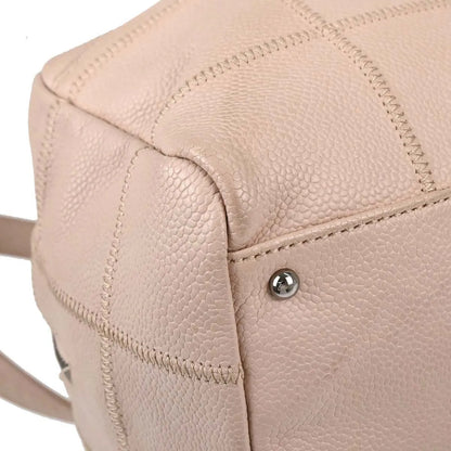 Chanel Square Stitch Bowler Quilted Calfskin, Pink, Leather, Shoulder Bag