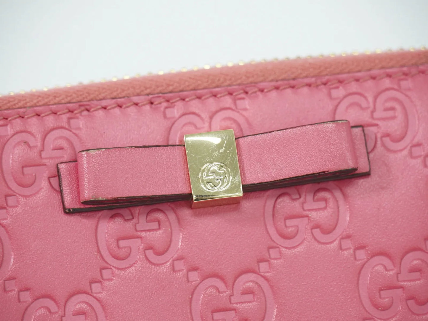 Gucci Zip Around Wallet (Outlet) Microguccissima Leather, Pink, Leather, Wallet