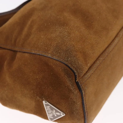 Prada Pushlock Tote Suede, Brown, Suede, Handbag