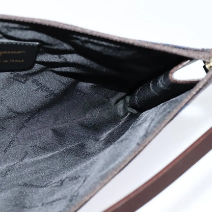 Salvatore Ferragamo Gancini Canvas, Navy, Canvas, Handbag