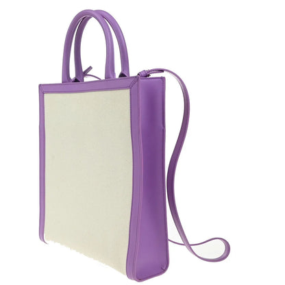 Celine Vertical Cabas Tote Canvas with Leather, Purple, Canvas, Tote Bag