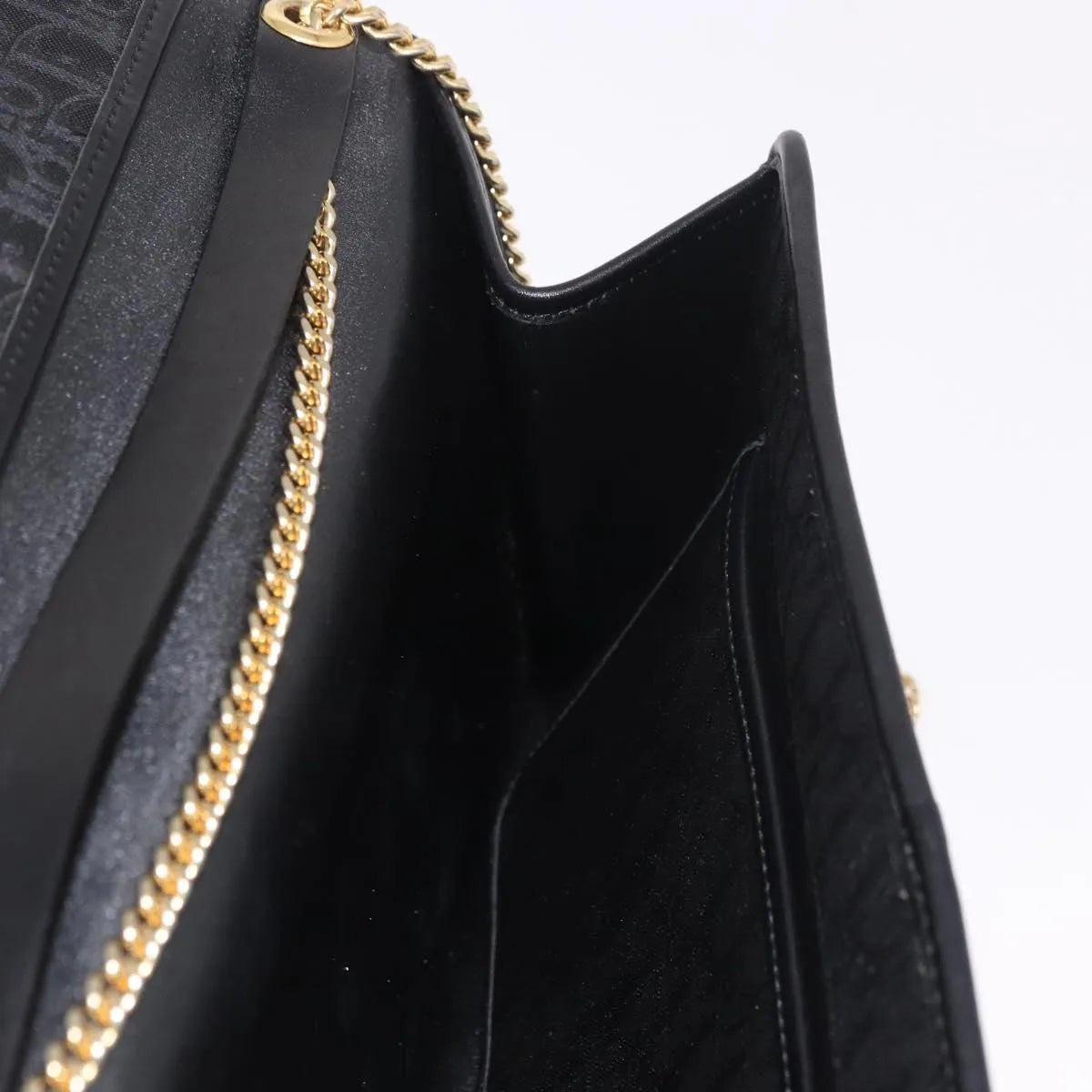 Christian Dior Vintage Honeycomb chain Canvas, Black, Canvas, Shoulder Bag