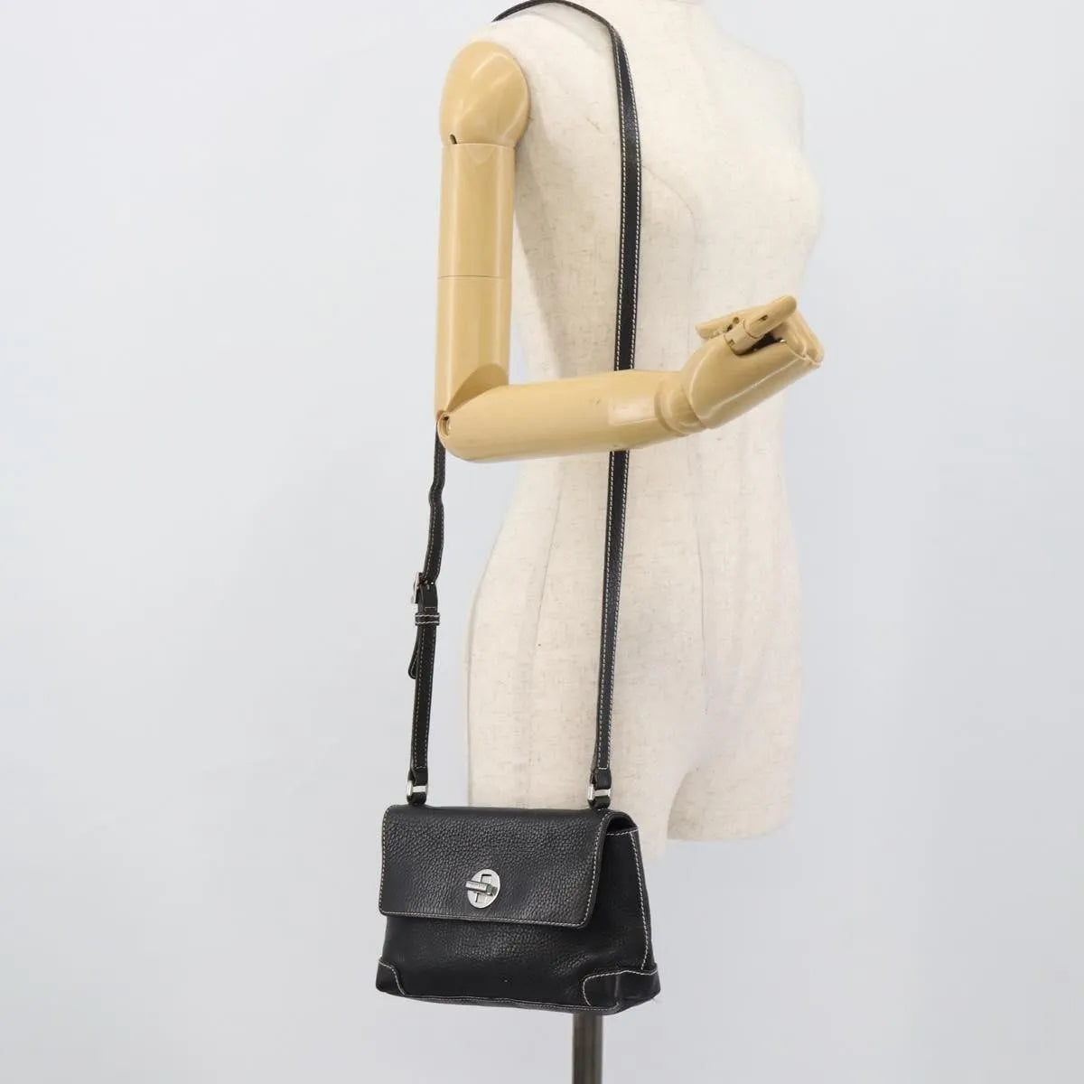 Tiffany & Co. Vintage Leather, Black, Leather, Shoulder Bag
