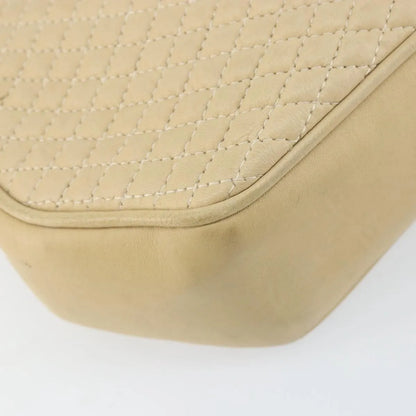 Bally Vintage Chain Quilted Leather, Beige, Leather, Shoulder Bag