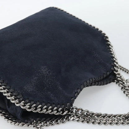 Stella McCartney Falabella Fold Over Faux Leather, Navy, Polyester, Shoulder Bag