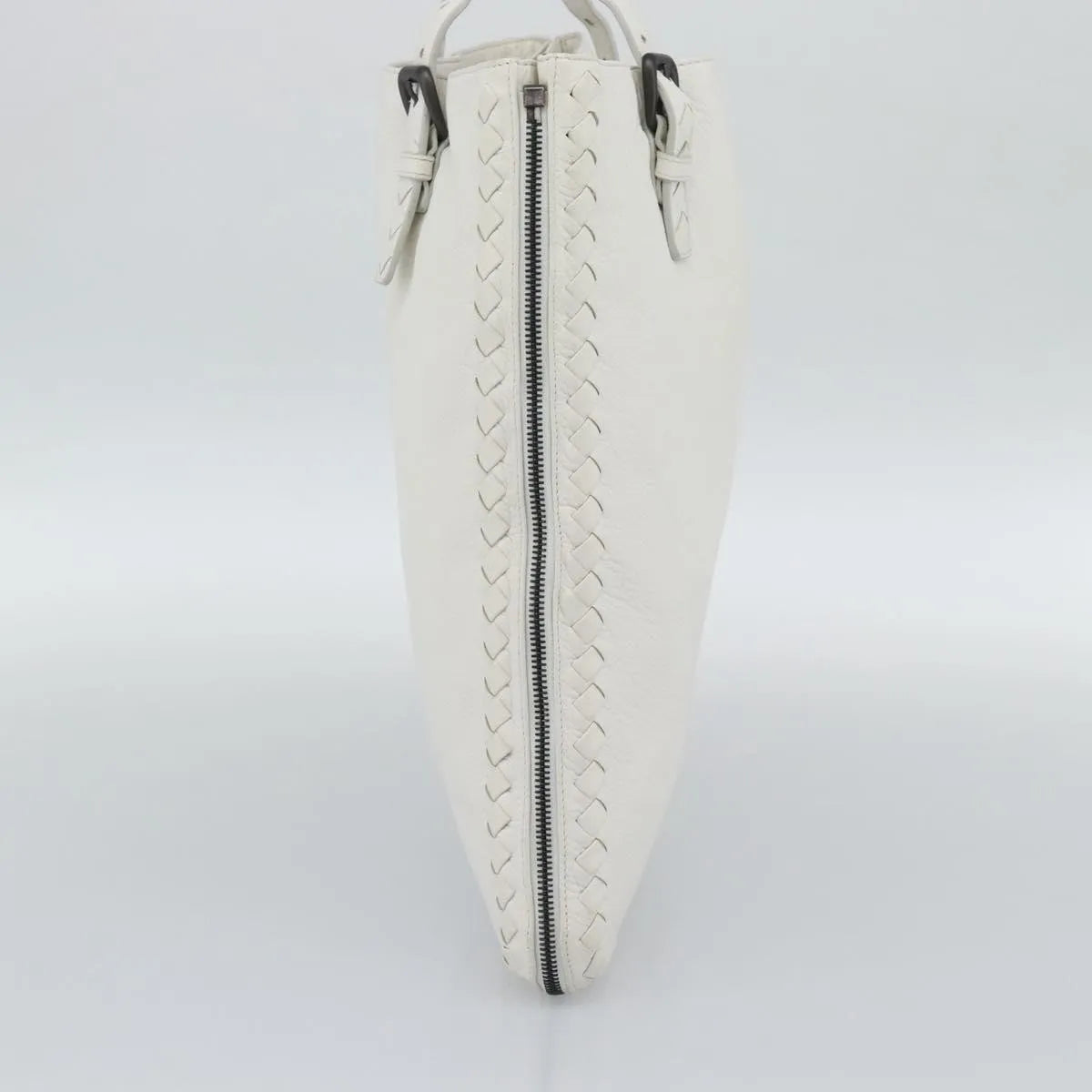 Bottega Veneta Belted Tote Intrecciato Nappa, White, Leather, Tote Bag