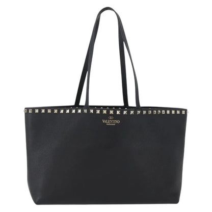 Valentino Garavani Rockstud Shopping Tote Leather, Black, Leather, Tote Bag