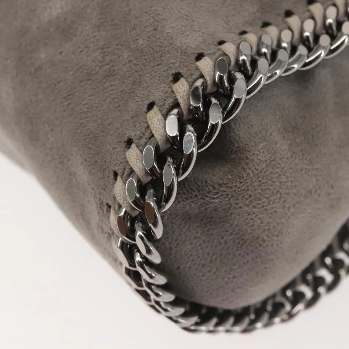 Stella McCartney Falabella Fold Over Faux Suede, Gray, Synthetic, Shoulder Bag