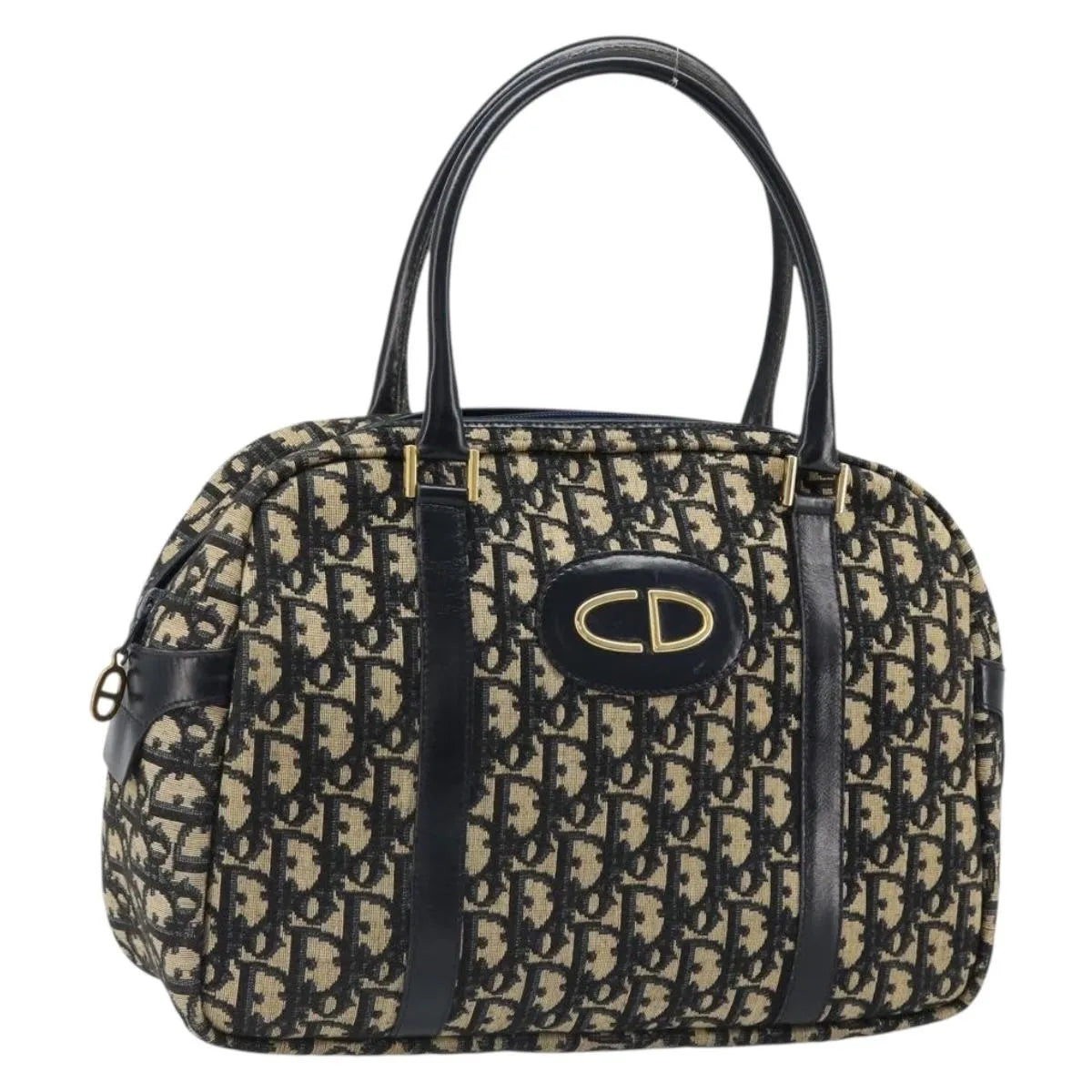 Christian Dior Vintage Trotter Boston Diorissimo Canvas, Navy, Canvas, Handbag