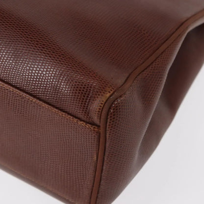 Salvatore Ferragamo Vintage Vara Bow Tote Lizard Embossed Leather, Brown, Leather, Tote Bag