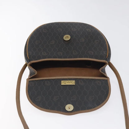 Christian Dior Vintage Honeycomb Flap Coated Canvas, Black, Canvas, Shoulder Bag