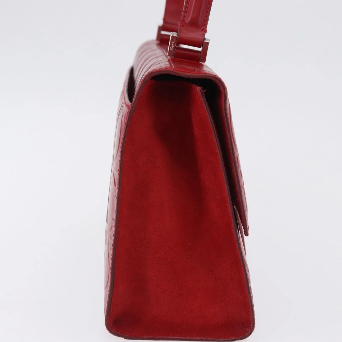 Salvatore Ferragamo Vintage Gancini Top Handle Embossed Leather, Red, Leather, Handbag