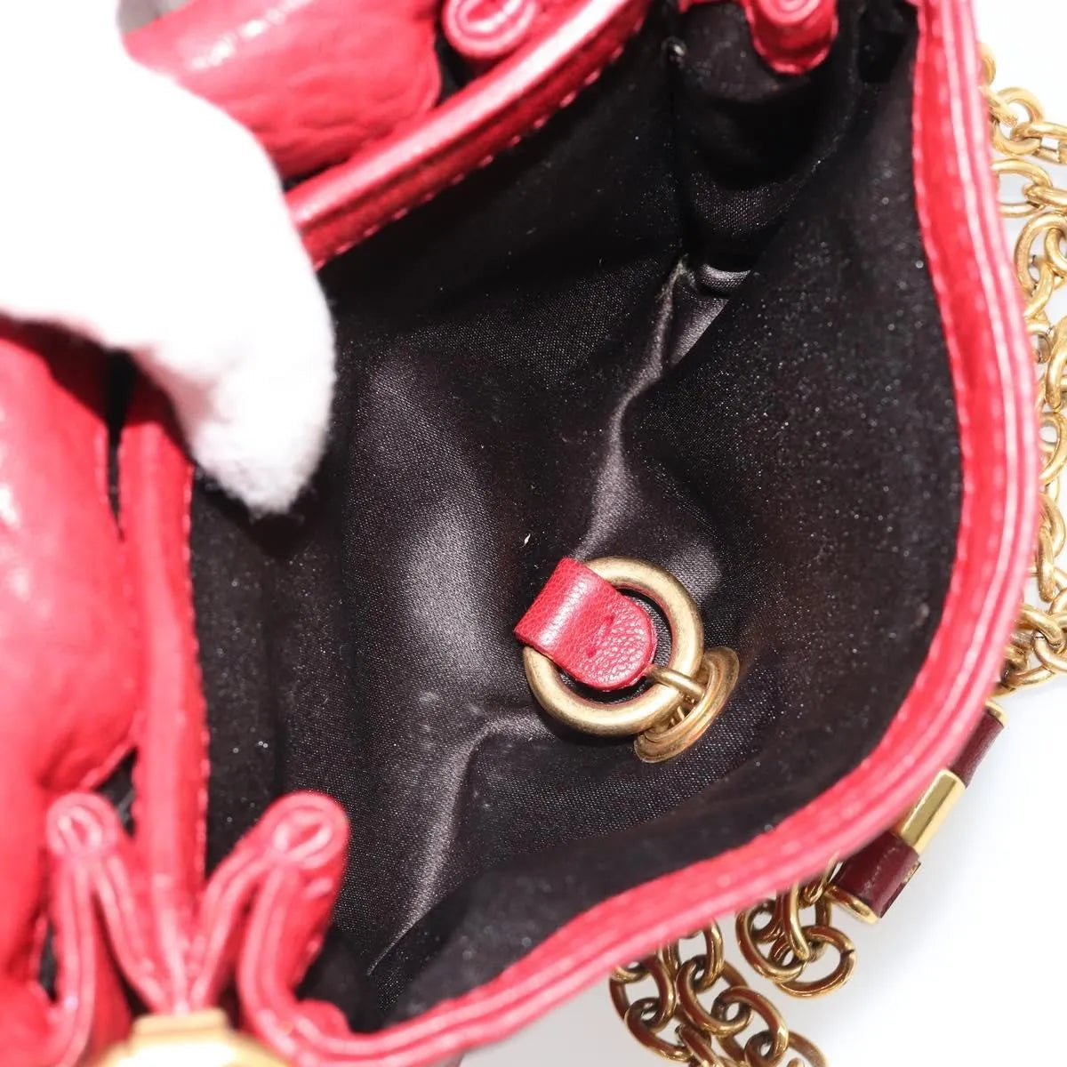 Saint Laurent Chain Leather, Red, Leather, Shoulder Bag
