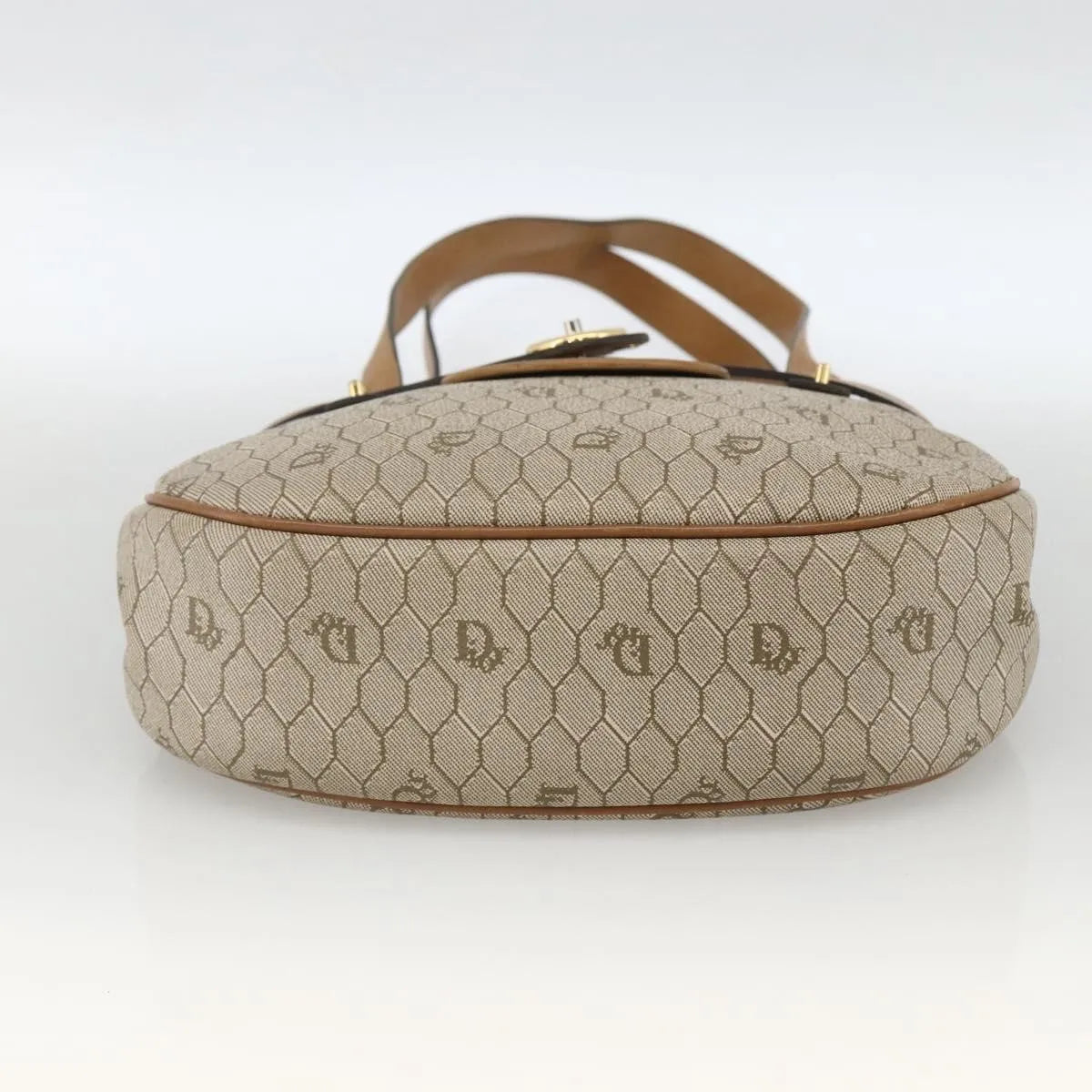 Christian Dior Vintage Honeycomb Canvas and Leather, Beige, Canvas, Shoulder Bag