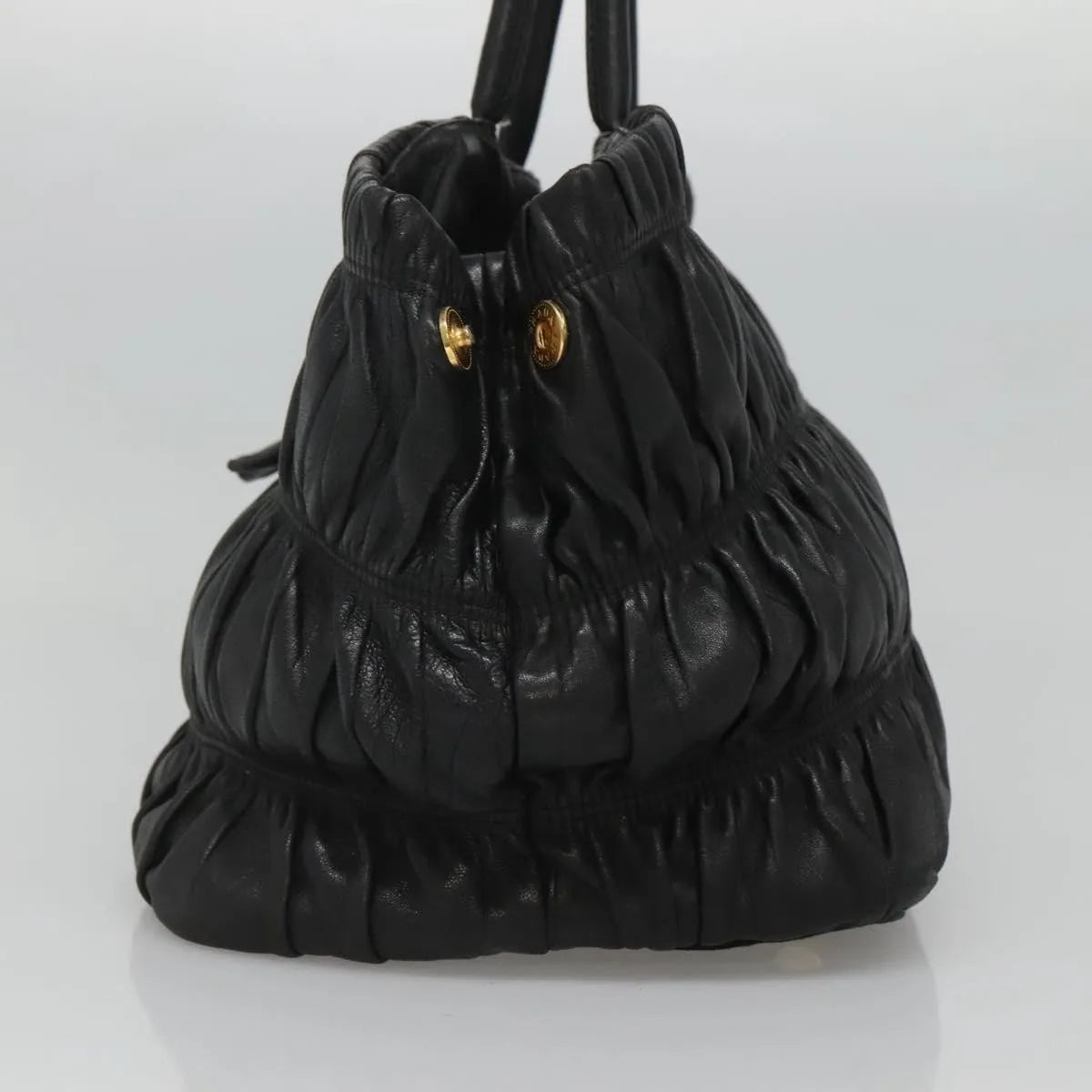 Prada Nappa Gaufre Bow Leather, Black, Leather, Tote Bag