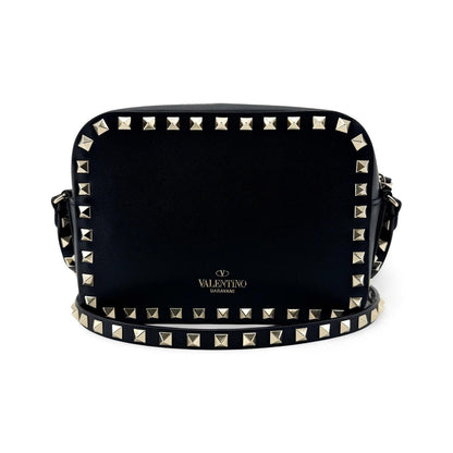 Valentino Garavani Rockstud Camera Leather, Black, Leather, Crossbody Bag