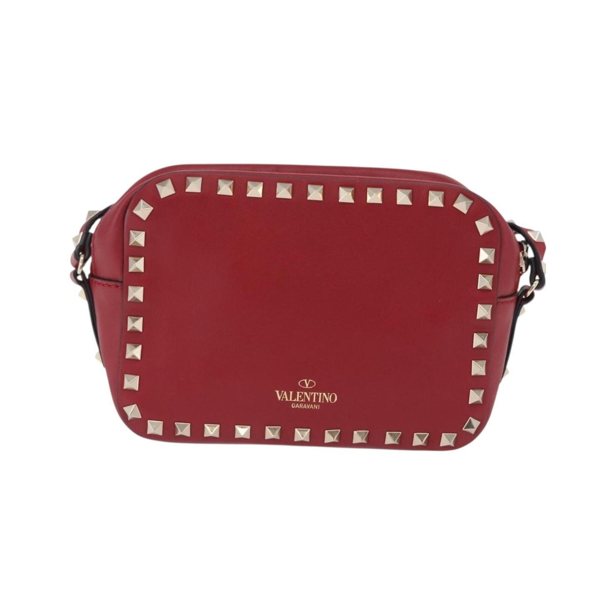 Valentino Garavani Rockstud Camera Leather, Red, Leather, Crossbody Bag