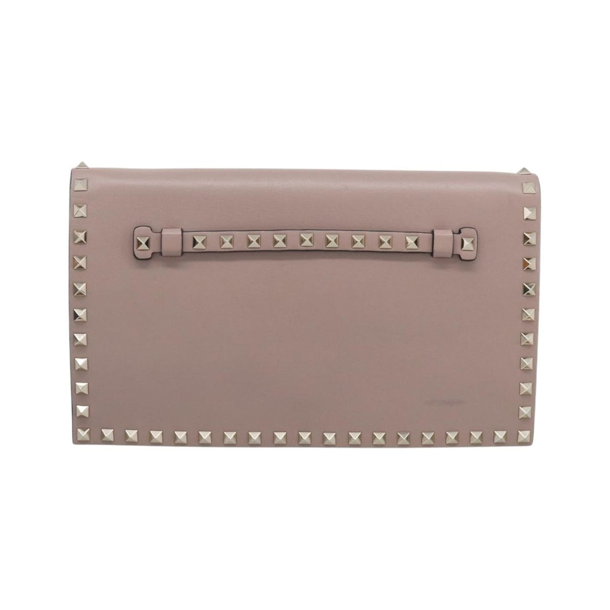 Valentino Garavani Rockstud Flap Clutch Leather, Beige, Leather, Clutch