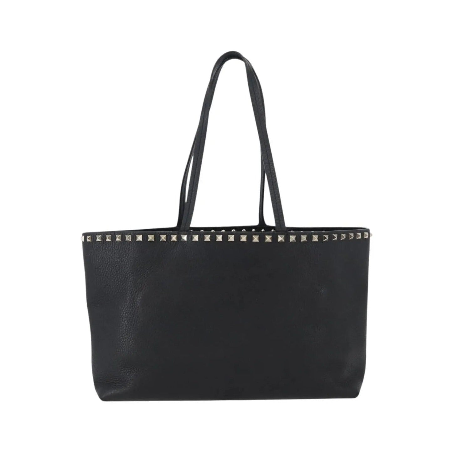 Valentino Garavani Rockstud Shopping Tote Leather, Black, Leather, Tote Bag