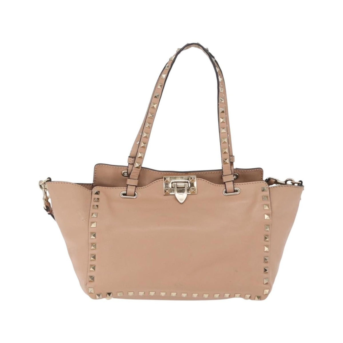 Valentino Garavani Rockstud Soft Leather, Beige, Leather, Tote Bag