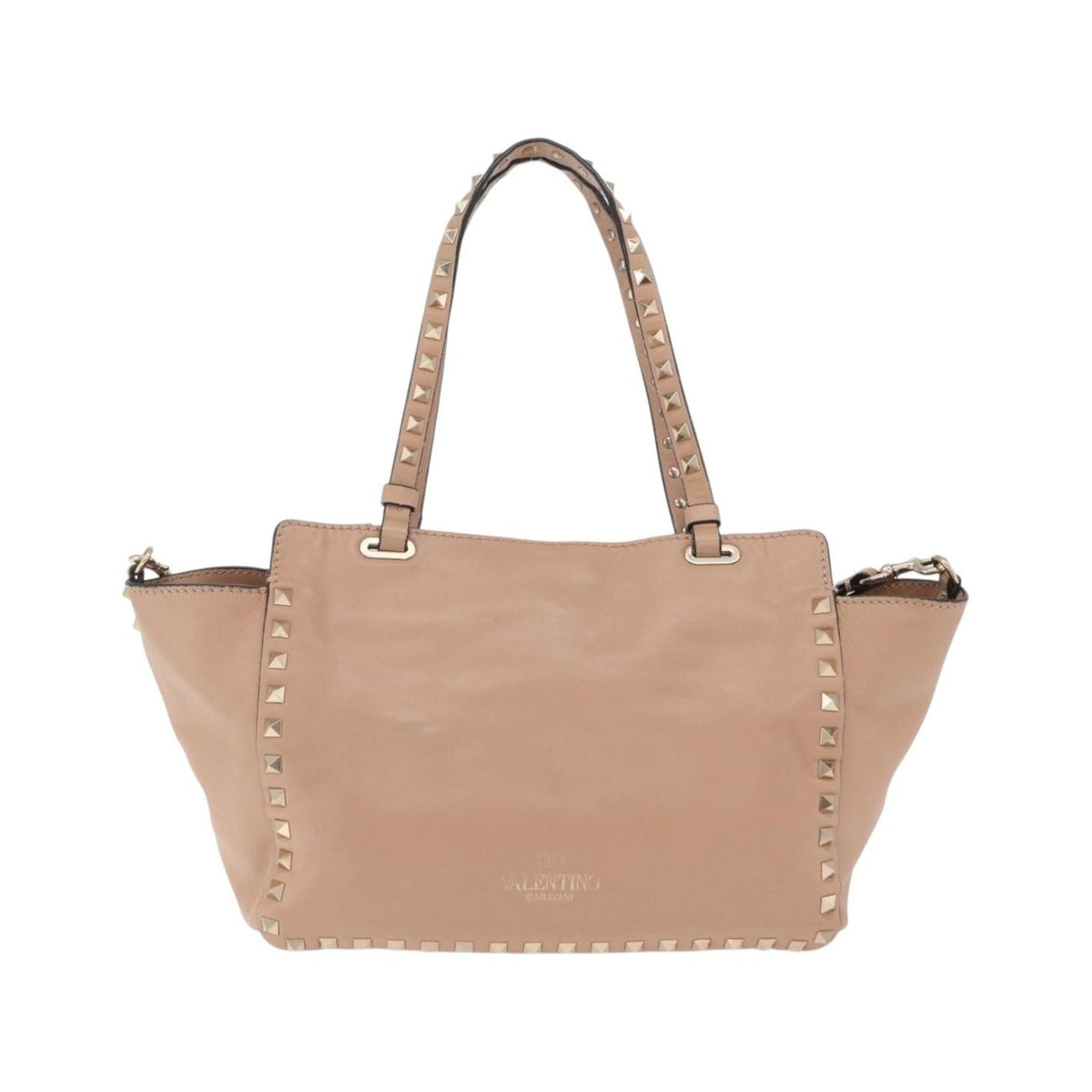 Valentino Garavani Rockstud Soft Leather, Beige, Leather, Tote Bag