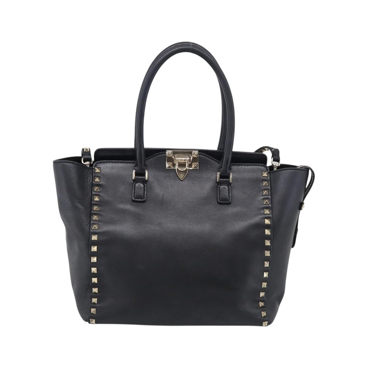 Valentino Garavani Rockstud Soft Leather, Black, Leather, Tote Bag
