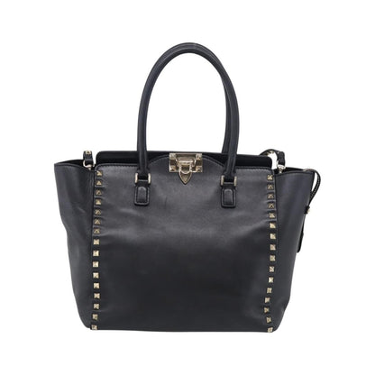 Valentino Garavani Rockstud Soft Leather, Black, Leather, Tote Bag