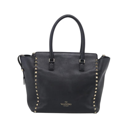 Valentino Garavani Rockstud Soft Leather, Black, Leather, Tote Bag