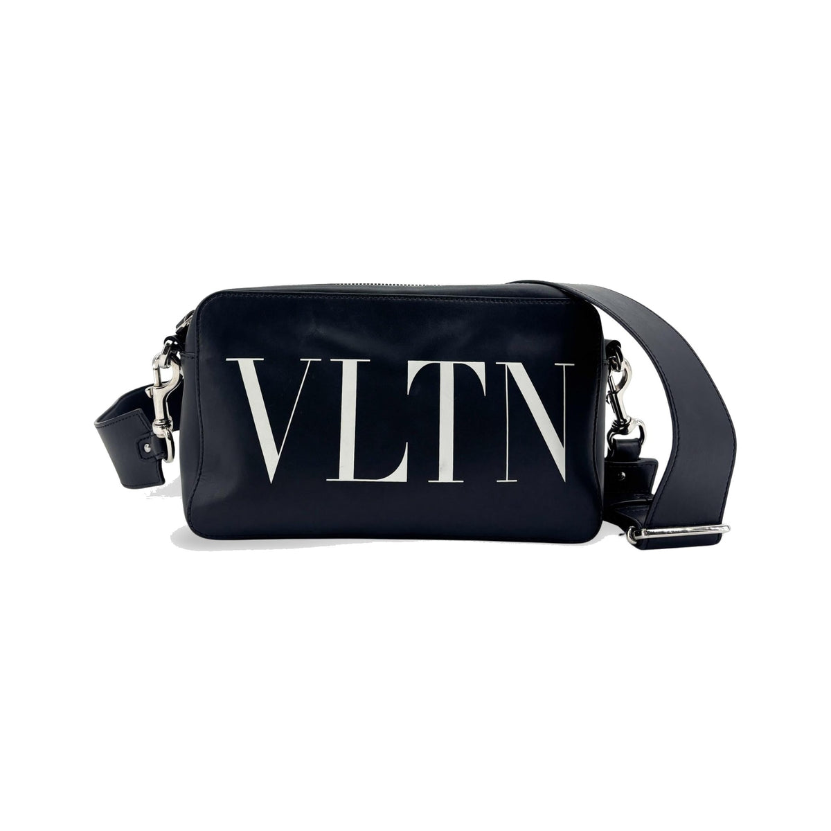 Valentino Garavani VLTN Camera Leather, Black, Calfskin, Crossbody Bag