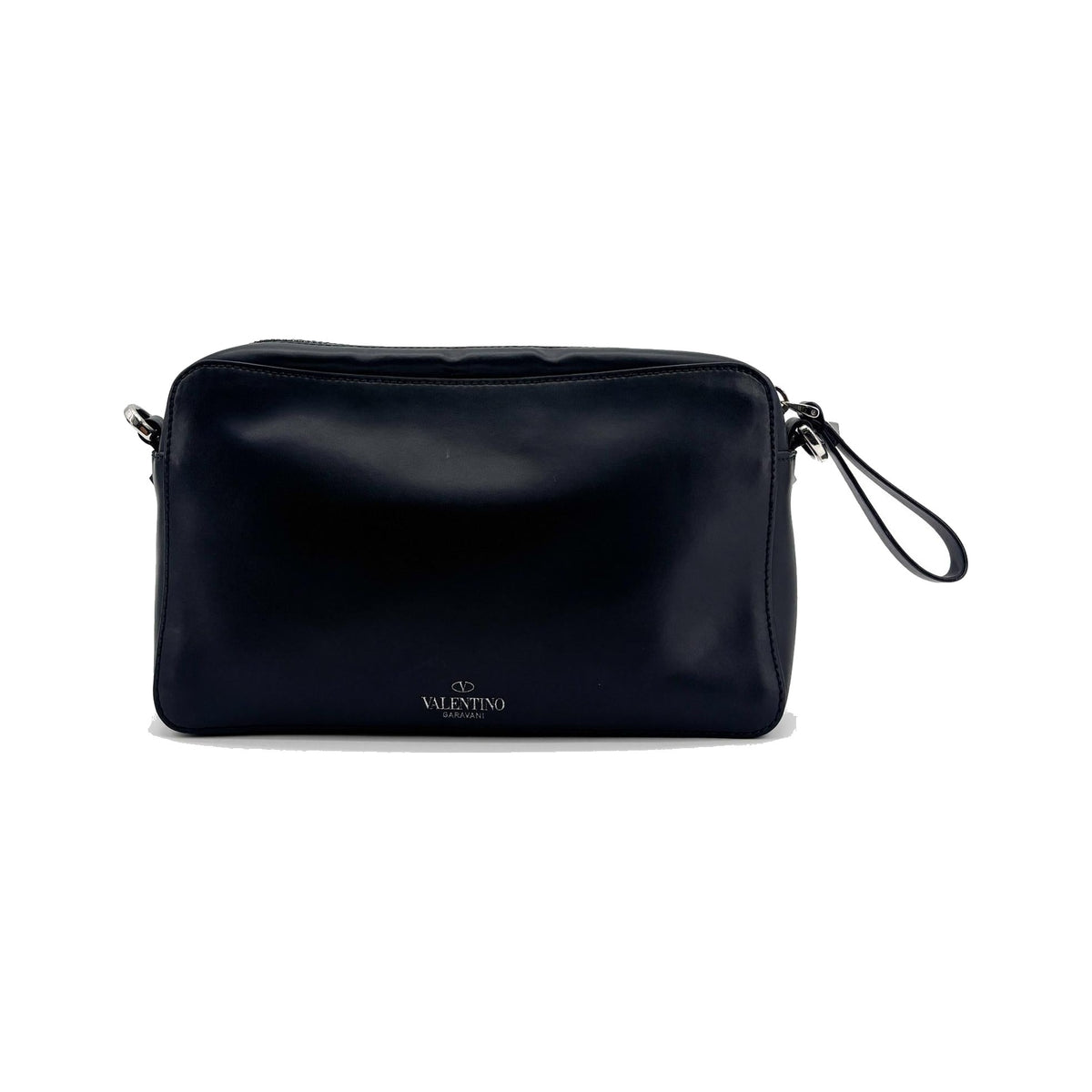 Valentino Garavani VLTN Camera Leather, Black, Calfskin, Crossbody Bag