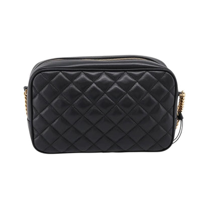 Versace Medusa Icon Front Slip Pocket Camera Quilted Leather, Black, Leather, Handbag