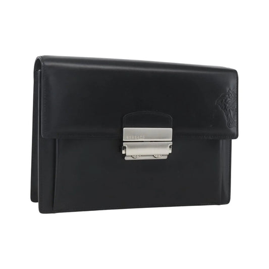 Versace Vintage Clutch Leather, Black, Leather, Clutch